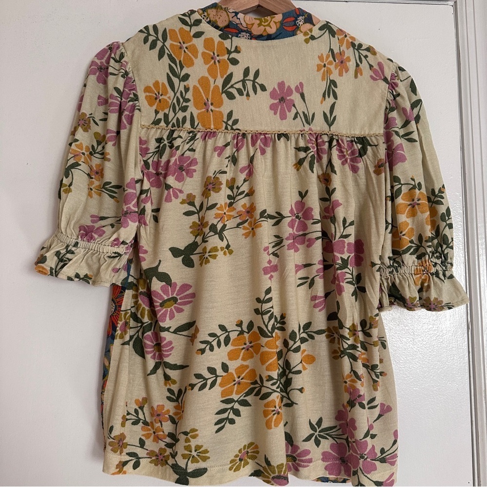 Anthropologie Bl-nk London Top Women's XXS Stephanie Floral Boho Blouse Floral - Picture 9 of 11